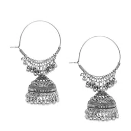 Shining Jewel - By Shivansh Silver Plated Jhumkas-image-82