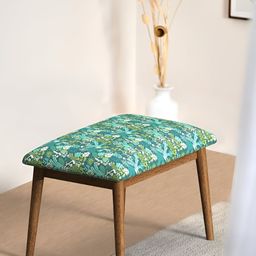 Chumbak Green Square Shaped Floral Printed Wooden Cushion Lounge Chair-93