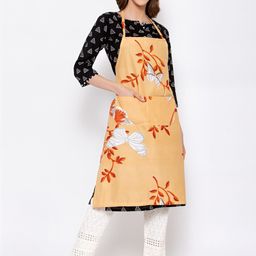 KLOTTHE Yellow & Orange Printed 300 TC Apron-13
