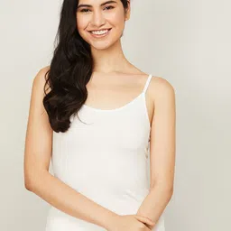 Ginger by Lifestyle Women White Solid Non-Padded Cotton Camisoles-image-34