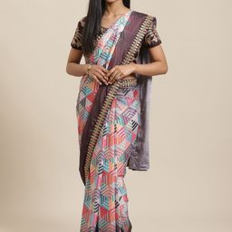 Saree mall Pink & Blue Printed Saree-picture-1