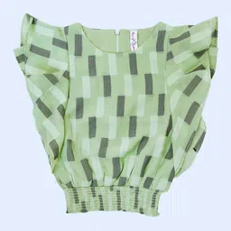 Hunny Bunny Geometric Print Chiffon Blouson Top-43