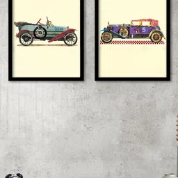 Art Street Multicoloured Set of 2 Vintage Vehicle Theme Frame Art Prints-image-32