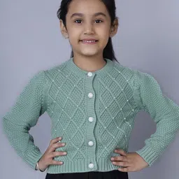 JoE Hazel Girls Self Design Embellished Acrylic Cardigan-image-93