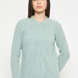 CREATIVE LINE Cable Knit Self Design Woollen Cardigan-image-60