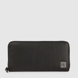 Calvin Klein Men Solid Leather Zip Around Wallet With Brand Logo Applique Detail-10