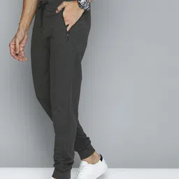 Harvard Men Charcoal Grey Solid Straight Fit Side Striped Joggers-image-68