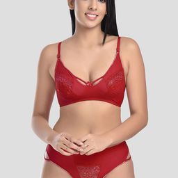 StyFun Women Maroon Self-Design Lingerie Set-12