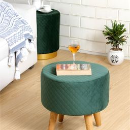 Shadowkart Green Quilted Wooden Ottomans-image-96