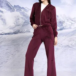 Tokyo Talkies Maroon Hooded Sweatshirt With Trousers-picture-39