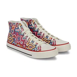 CROWCIA LONDON Men Printed Round Toe Lightweight Canvas Sneakers-picture-15