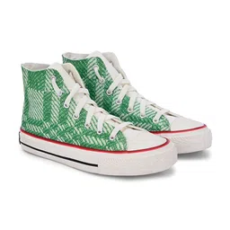 CROWCIA LONDON Men Printed Round Toe Lightweight Canvas Sneakers-image-97