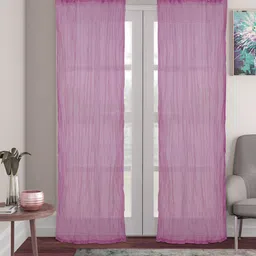 TARAN LIVING Pink 2 Pcs Cotton Sheer Door Curtain-image-54