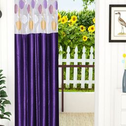 Homefab India Purple & White Set of 2 Door Curtain-11