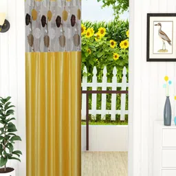 Homefab India Yellow & White Set of 2 Sheer Door Curtain-image-80