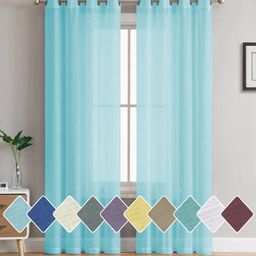 Cloth Fusion Blue 2 Pieces Semi Transparent Sheer Door Curtains-15