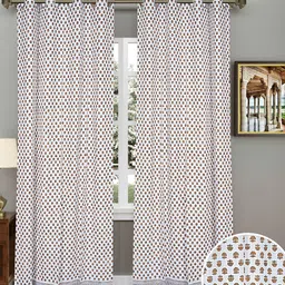 LIVING ROOTS White & Orange 2-Pieces Floral Door Curtains-image-83