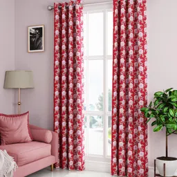 BIANCA Santoro Red & Pink Set of 2 Floral Door Curtain-18