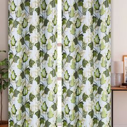 Aura Green & White 2 Pieces Floral Door Curtain-image-13