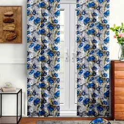 Cortina Grey & Blue Set of 2 Floral Door Curtain-image-33