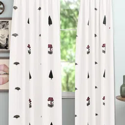 PLAYFUL STITCHES White & Pink Set of 2 Ethnic Motifs Door Curtain-27