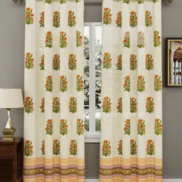 BLOCKS OF INDIA Pack Of 2 Yellow & Green Floral Door Curtain-picture-24