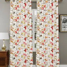 Jinaya's White & Red Printed 2 Pieces Black Out Door Curtains-picture-18