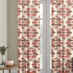 Myntra Elegant Homes Cream-Coloured Set of 2 Ethnic Motifs Room Darkening Door Curtain-image-57