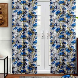Aura Blue & White 2 Pcs Abstract Printed Door Curtain-4