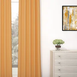 Story@home Mustard Solid Faux Silk Blackout Single Door Curtain-image-67