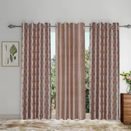 SOKNACK Beige & Blue 3 Pieces Ethnic Motifs Black Out Door Curtains-image-39