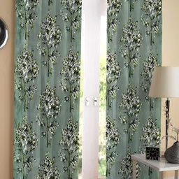 REYANSH DECOR Green and White 2 Pieces Floral Long Door Curtains-image-46