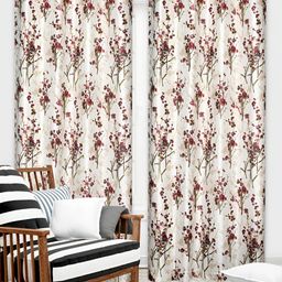 REYANSH DECOR Maroon & Off White 2 Pieces Floral Long Door Curtains-image-49
