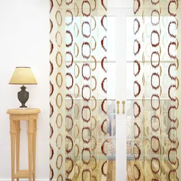 Story@home Beige & Maroon Geometric Sheer Door Curtain-image-66