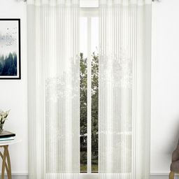 Story@home White Set of 2 Striped Sheer Door Curtain-24