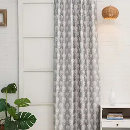 Ariana Grey & White Floral Room Darkening Long Door Curtain-image-39