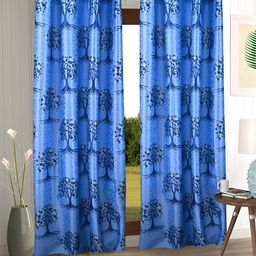 Aura Blue 2 Pieces Floral Long Door Curtains-image-29