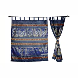 Lal Haveli Blue 2 Pieces Floral Sheer Long Door Curtains-picture-11