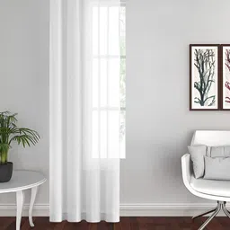 THE CONVERSION White Striped Linen Sheer Long Door Curtain-image-3