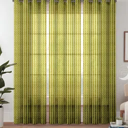 Lunar Days Green & Transparent 3 Pieces Striped Sheer Long Door Curtains-8