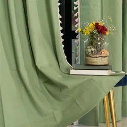 URBAN SPACE Green & White Long Door Curtain-12