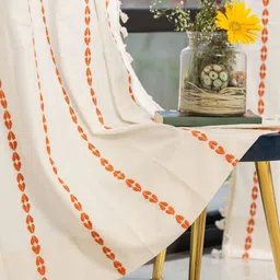 URBAN SPACE Orange & White Embroidered Long Door Curtain-31