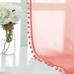 URBAN SPACE Peach 2 Pieces Sheer Long Door Curtains-image-36