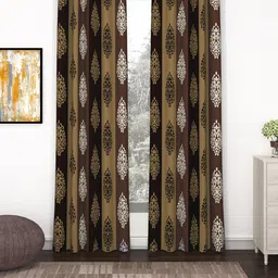 Story@home Nature Brown & Beige Set of 2 Ethnic Motifs Long Door Curtains-image-4
