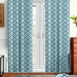 Aura Blue 2 Pcs Embroidered Long Door Curtain-18