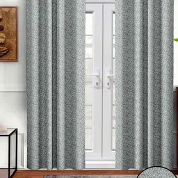 Aura Grey & White 2 Pieces Abstract Printed Room Darkening Door Curtains-30
