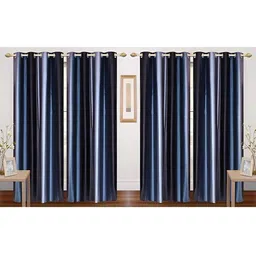 Shopgallery Grey & Green 4 Pieces Colourblocked Room Darkening Door Curtains-22