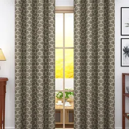 Story@home Set of 2 Brown Geometric Print Room Darkening Door Curtain-14
