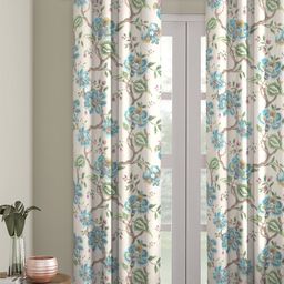 Soumya Cream-Coloured & Blue Single Room Darkening Door Curtain-image-50