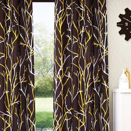 Home Sizzler Brown & White Room Darkening Door Curtain-image-65